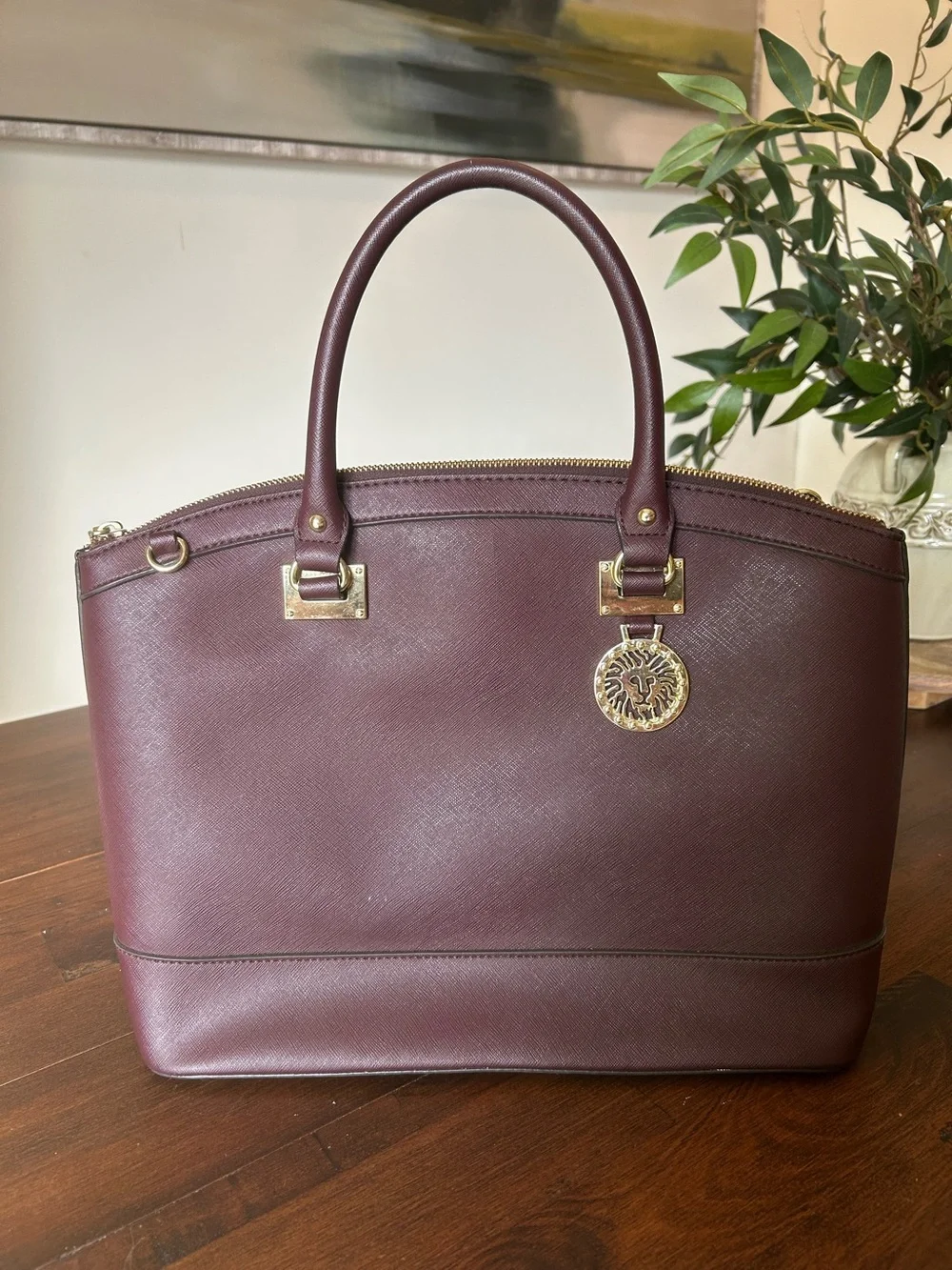 Brand New Anne Klein New Recruits Dome Satchel – Burgundy / Wine